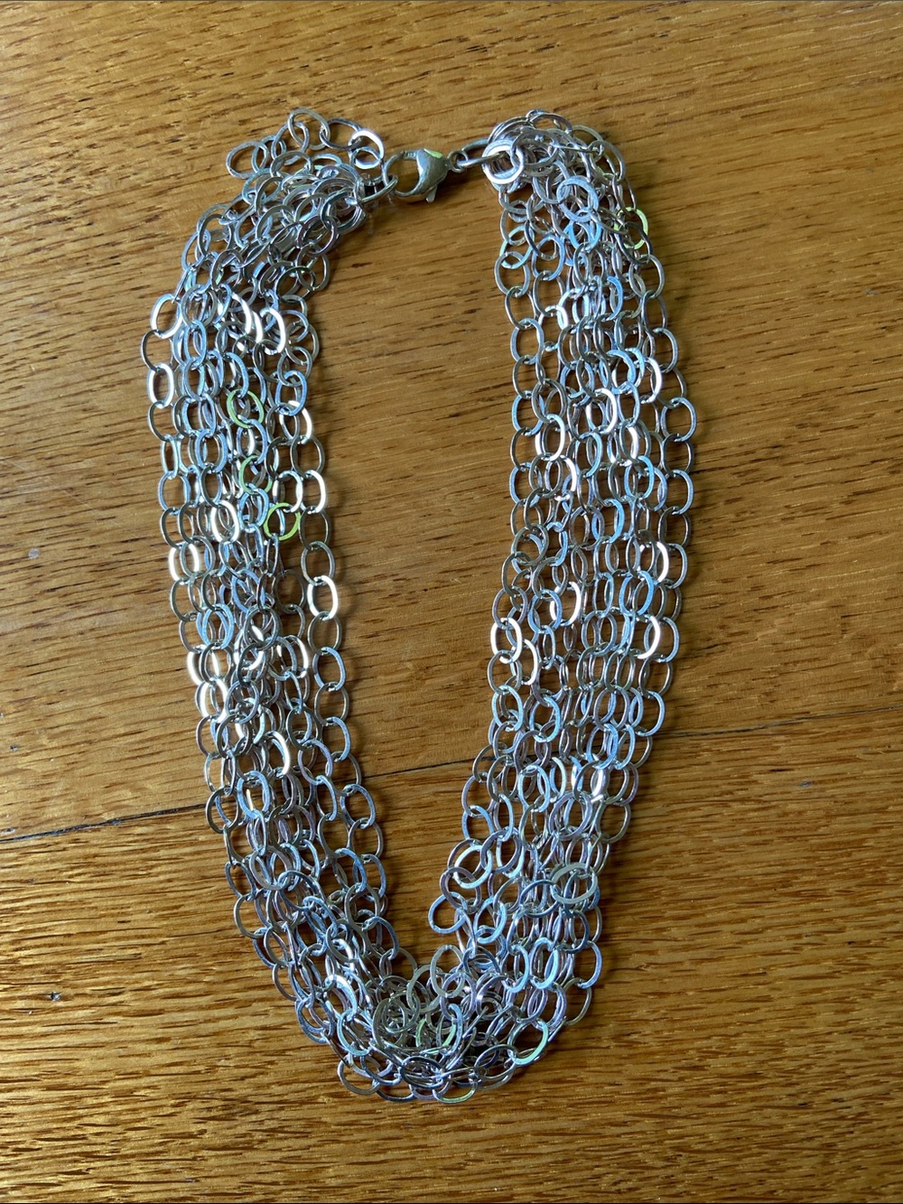 10-Strand Sterling Silver Chain Necklace - 48 grams